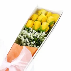 rosas amarillas en caja