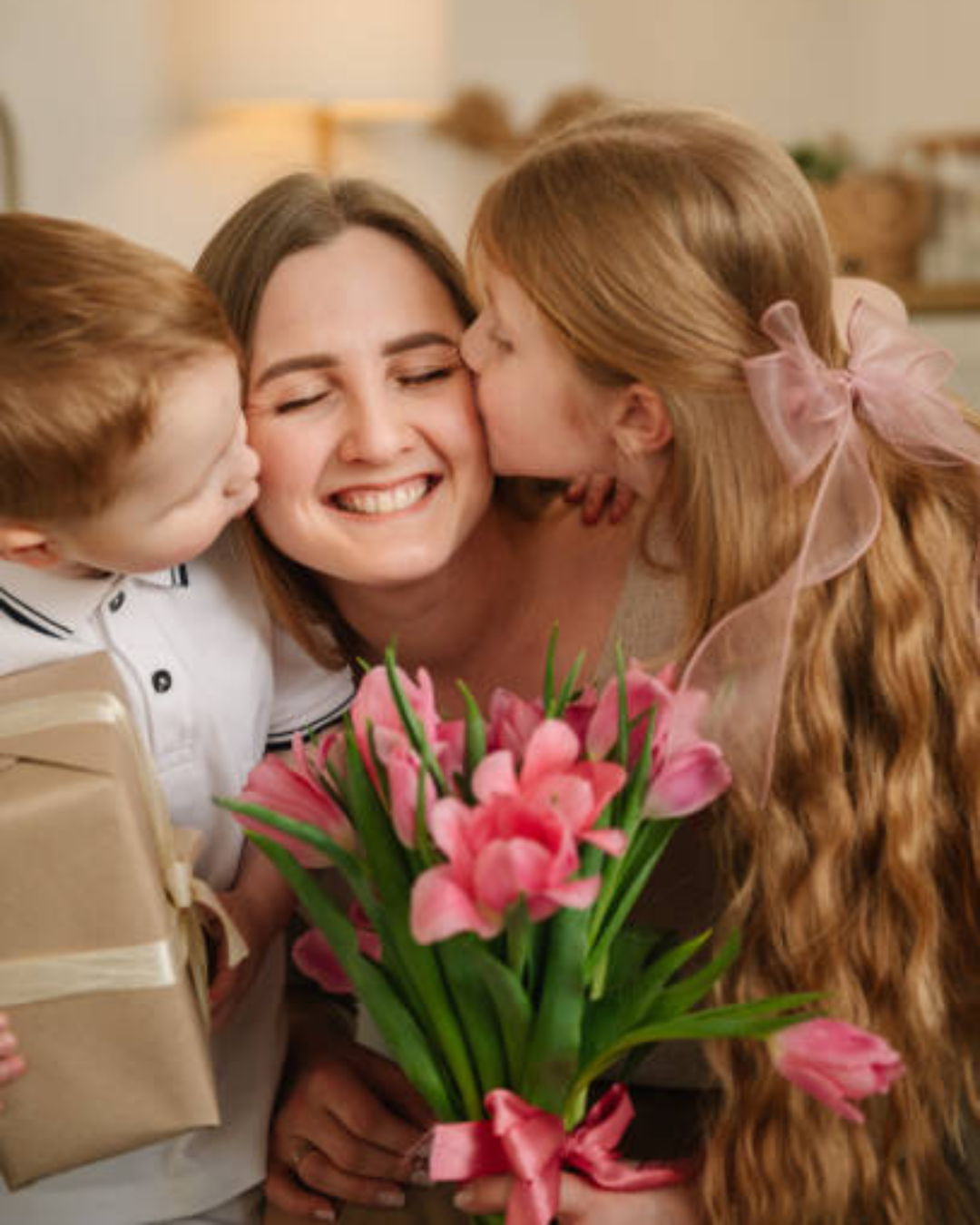 mamá con hijos