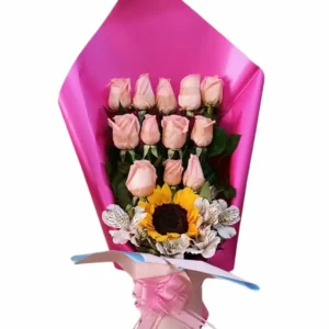 rosas y girasoles