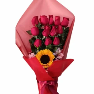 rosas y girasoles