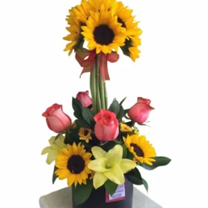 rosas y girasoles